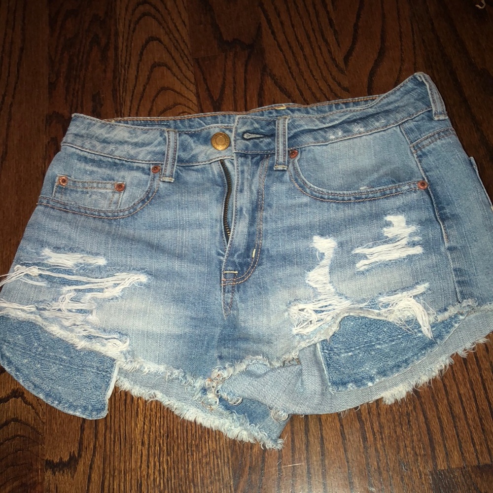 American eagle light wash jeans shorts high-rise